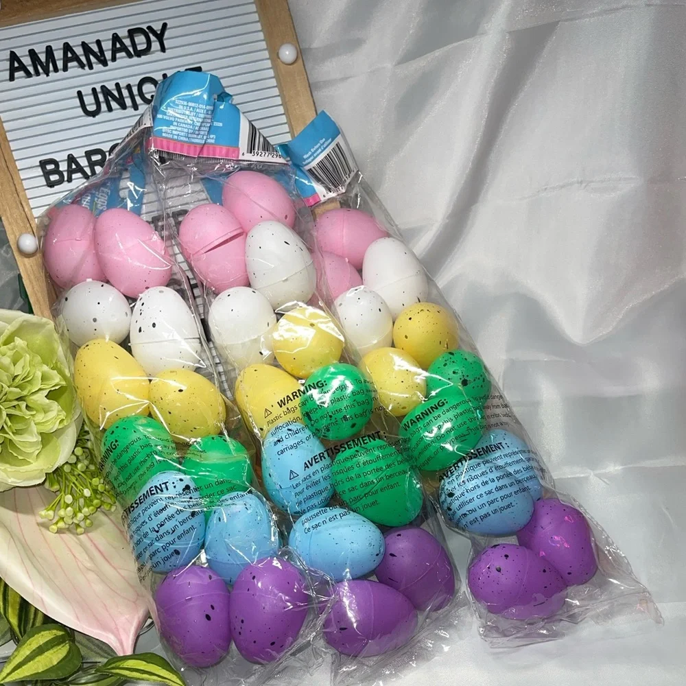 3-Pack Easter Eggs 36ct Speckled Plastic Pastel Colors Party Favors Craft Hunt